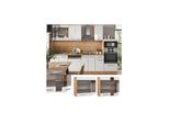 Vicco Hängeglasschrank Küchenschrank Küchenmöbel Fame-Line Eiche Weiß modern 80 cm Küche Einbauküche Hängeschrank Glasschrank Drehtür Einlegeboden Küchenzeile Hochglanz