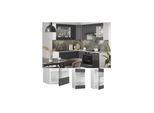 Vicco Hängeglasschrank Küchenschrank Küchenmöbel Fame-Line Weiß Anthrazit-Gold Landhaus 40 cm Küche Einbauküche Hängeschrank Glasschrank Drehtür Einlegeboden Küchenzeile