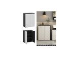 Vicco Badschrank Badezimmerkommode Badezimmermöbel Edge Schwarz Weiß modern 60x80 cm Badezimmer Schrank Badmöbel 2 Türen 3 Fächer