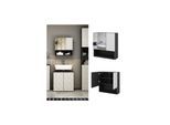 Vicco Spiegelschrank Badspiegel Wandspiegel Edge Schwarz Weiß modern 54x55 cm Badezimmer Schrank Badschrank Badezimmermöbel Badmöbel 2 Türen