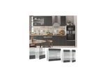 Vicco Hängeglasschrank Küchenschrank Küchenmöbel Fame-Line Weiß Anthrazit-Gold Landhaus 80 cm Küche Einbauküche Hängeschrank Glasschrank Drehtür Einlegeboden Küchenzeile