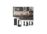 Vicco Mikrowellenumbauschrank Küchenschrank Küchenmöbel Fame-Line Landhaus Weiß Anthrazit 60 cm Gold Küche Einbauküche Blende Hochschrank Schublade Mikrowelle Backofen Küchenzeile
