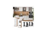 Vicco Mikrowellenumbauschrank Küchenschrank Küchenmöbel Fame-Line Eiche Weiß 60 cm modern Hochglanz Küche Einbauküche Blende Hochschrank Schublade Mikrowelle Backofen Küchenzeile