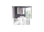 Vicco Spiegelschrank Sola 100 x 79,8 cm, Weiß, Schrank mit 3 Türen, Badezimmer