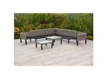 Merxx Lounge Set Amantea Ecksofa doppelt ausziehbar, zwei Tische, Sitzkissen