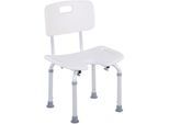 Chaise de douche siège de douche ergonomique hauteur assise réglable pieds antidérapants charge max. 136 Kg alu hdpe blanc