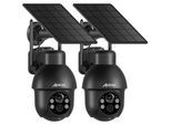 2PCS Caméra de surveillance WiFi Extérieure sans Fil Solaire 360°PTZ , Camera batterie avec panneau solaire, Vision Nocturne Couleur pir Détection