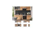 Vicco Küchenzeile Küchenblock Einbauküche Fame-Line Anthrazit Eiche 240 cm modern Küchen Schränke Spülenunterschrank Schubunterschrank Hängeschrank Hängeglasschrank