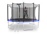 KINETIC SPORTS Trampolin Outdoor SALTO Ø 183/244/305/366/400/430/490 cm - Kindertrampolin Set mit Leiter, Netz, Randpolster, USA Sprungtuch - Gartentrampolin, bis zu 160kg Blau-4 Ø 400 cm Ø 400 cm, Blau-4