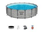 Bestway Schwimmbecken 5619E , Blau, Grau, Weiß , Metall, Kunststoff , 122 cm , Freizeit & Co, Pools & Wasserspass, Aufstellpools