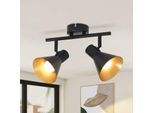 Plafonnier Spot , 2x E14 , pivotante & orientable , design industriel , vintage spot mural , noir , IP20 , 28 x 11 x 21 cm , sans ampoules - Gbly