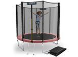 KINETIC SPORTS Trampolin Outdoor 'Salto Plus' Ø 183/244/305/366/400/430/490 cm - Komplett-Set für Kinder, USA Sprungtuch, Netz, Randpolster, Leiter - bis zu 160kg Pink-2 Ø 244 cm Ø 244 cm, Pink-2