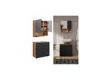 Vicco Badmöbel-Set Irma Eiche Anthrazit 2-teilig Spiegelschrank Waschbeckenschrank 60 cm
