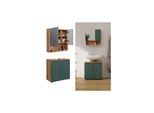 Vicco Badmöbel-Set Irma Eiche Grün 2-teilig Spiegelschrank Waschbeckenschrank 60 cm
