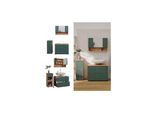 Vicco Badmöbel-Set Irma Eiche Grün 3-teilig Midischrank 81 cm Waschbeckenschrank 80 cm