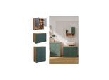 Vicco Badmöbel-Set Irma Eiche Grün 3-teilig Kommode Waschbeckenschrank 80 cm