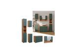 Vicco Badmöbel-Set Irma Eiche Grün 5-teilig Hochschrank Midischrank 81 cm