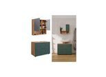 Vicco Badmöbel-Set Irma Eiche Grün 2-teilig Spiegelschrank Waschbeckenschrank 80 cm