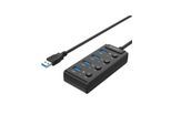 ORICO USB 3.0. Hub with switches 4x USB (black) USB-Hubs - USB 3.0 - 4 - Schwarz