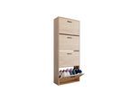 Meuble Rangement Chaussure 24 Paires - Pour Entree Couloir - 60x24x150 cm - Bois Clair - Casabel