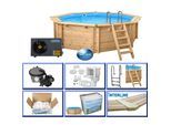 Interline Holzpool Java Wärmepumpen Set ø 4,40 m/ 1,36m Wärmepumpe 3,0KW Set