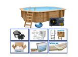 Interline Holzpool Java Wärmepumpen Set ø 6,40x4,00m/1,38m Wärmepumpe 4,5KW Set