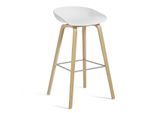 HAY - About A Stool AAS 32 H 85 cm, Eiche lackiert / Edelstahl / white 2.0