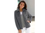 Fleecejacke CASUAL LOOKS, Damen, Gr. 54, grau (dunkelgrau, meliert), 100% Polyester, meliert, unifarben, Jacken Fleecejacke