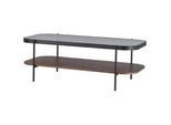 Mid.you Couchtisch , Schwarz, Eichefarben , Metall, Glas, Holzwerkstoff , rechteckig , Rundrohr , 120x43x58 cm , Wohnzimmer, Wohnzimmertische, Couchtische, Couchtische Glas