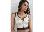 LASCANA ACTIVE Crop-Top '-Sporttop' mehrfarbig Gr. S (36/38) für Damen. Rundhals und Print, Druck, Piping. Figurbetont