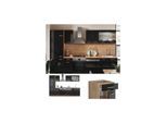 Vicco Küchenzeile R-Line Solid Eiche Schwarz 300 cm modern Küchenschränke Küchenmöbel