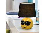 Lampe de chevet lampe de table en céramique pour chambre salon lampe lampe de table moderne, Emoji avec lunettes de soleil jaune, textile noir, 1x