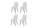 Lot de 4 chaises bobby pieds métal noir assise velours côtelé Blanc cassé