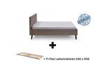 Polsterbett 140 x 200 Viola Bettgestell mit Kopfteil Taupe