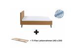 Polsterbett 140 x 200 Amira Bettgestell mit Kopfteil Ocker