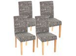 4er-Set Esszimmerstuhl Stuhl Küchenstuhl Littau ~ Textil mit Schriftzug, grau, helle Beine