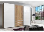 Schwebetürenschrank WIMEX "Magic by fresh to go", braun (plankeneichefarben, außentüren weißglas), B:300cm H:216cm T:65cm, Schränke, Schwebetürenschrank