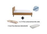 Polsterbett 180 x 200 Amira Bettgestell mit Kopfteil Ocker