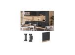 Vicco Geschirrspülerblende R-Line Schwarz Beton Eiche 60 cm mit Arbeitsplatte Weiß-Marmor