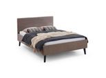 Polsterbett 140 x 200 Viola Bettgestell mit Kopfteil Taupe