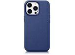 Housse en cuir naturel pour iPhone 14 Pro MagSafe Case Leather bleu