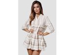 RAYSHYNE Damen Sommerkleid Modisches Tunika Hemdblusenkleid in Leinen Optik RS27