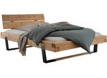 Home affaire Massivholzbett »Ultima«, aus Holz in Balken-Optik mit Holz/Metall Kufe