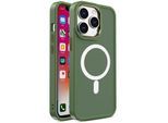 Étui magnétique avec MagSafe pour iPhone 15 Pro Max, trous pour lanière verts