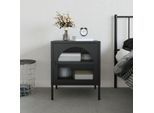 The Living Store - Table de chevet noir 50x35x60 cm verre et acier Noir