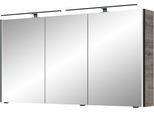 Spiegelschrank SAPHIR "Serie 7045 Badezimmer-Spiegelschrank inkl. LED-Beleuchtung, 3 Türen", braun (halifax eiche quer nachbildung), B:133,2cm H:70,3cm T:17cm, Holzwerkstoff, Schränke, Spiegelschrank, Badschrank 133,2 cm breit, inkl. LEDplus Schalter und Türdämpfer