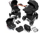 Kombi-Kinderwagen BABYGO "Halime 3in1, Anthracite Black" schwarz (anthracite black) Baby Kinderwagen Kombikinderwagen inklusive Babywanne, Babyschale, Regenhaube & Wickeltasche