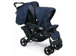 Geschwisterwagen CHIC4BABY "Duo, navy", Baby, blau (navy), Kinderwagen, mit feststellbaren Doppelschwenk-Vorderrädern