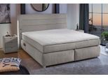 Boxspringbett JOCKENHÖFER GRUPPE "Livia", grau (grau 444, 19), B:205cm L:217cm, Bezug Bett: Chenille (100% Polyester);Topper und Matratzenspiegel: 100% Polyester, Komplettbetten, Boxspringbett, inklusive LED-Beleuchtung, 4x USB-Ladeports, 7-Zonen-TTFK-Matratze