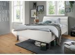 Futonbett WIEMANN "Monaco, 4-fache Liegehöhenverstellung", weiß (weiß, leisten in chrom), B:149cm L:218cm, Betten, Futonbett, mit stilvollem Holzkopfteil, Made in Germany